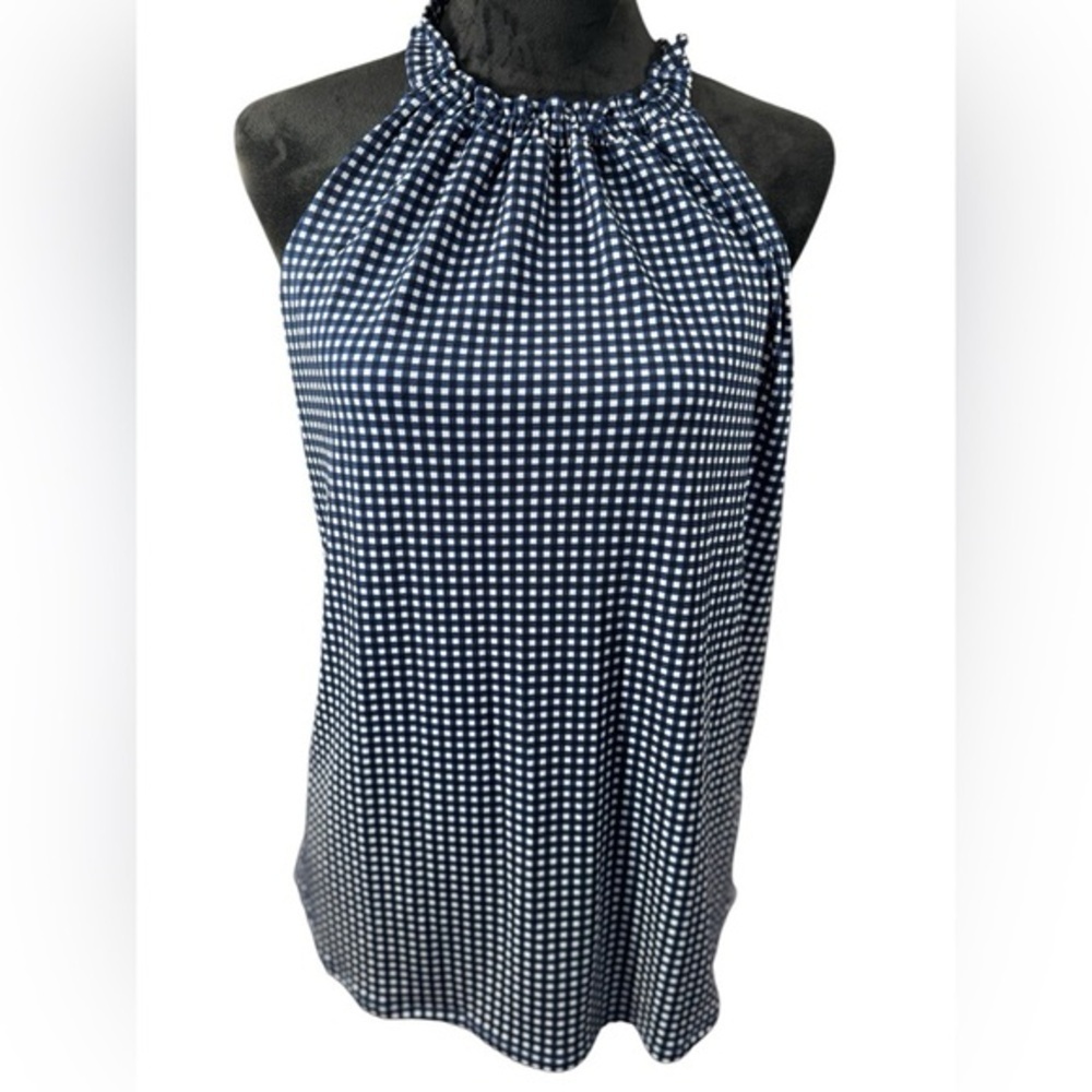 Navy & White Gingham Halter Top